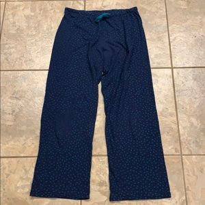 Navy and green polka dot pajama pants